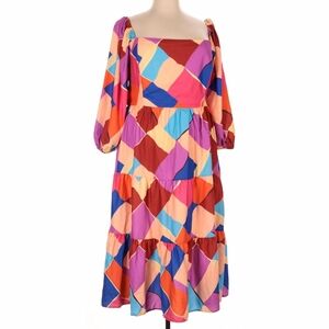 Flying Tomato Colorful Patchwork Midi Dress